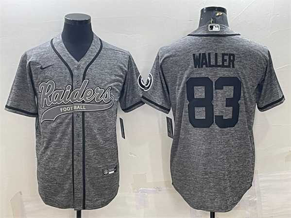 Men%27s Las Vegas Raiders #83 Darren Waller Gray With Patch Cool Base Stitched Baseball Jersey->las vegas raiders->NFL Jersey